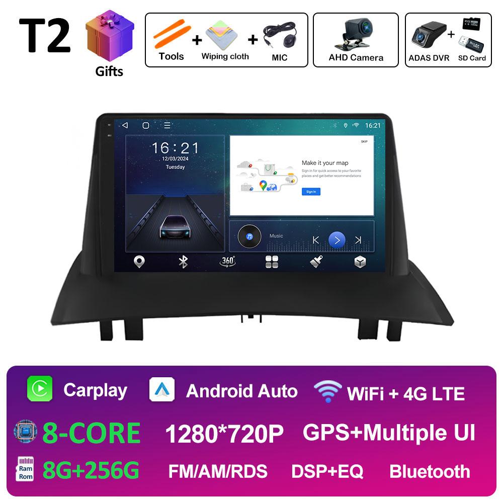 Для Renault Megane 2 2002 2003 2004 2005 - 2009 Беспроводная навигация Carplay GPS Android 14 DSP Стерео Авторадио Сенсорный экран 4G