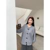 Autumn and winter new large-size women's clothing bow button knitted cardigan jacket casual versatile loose crew neck knitted sweater