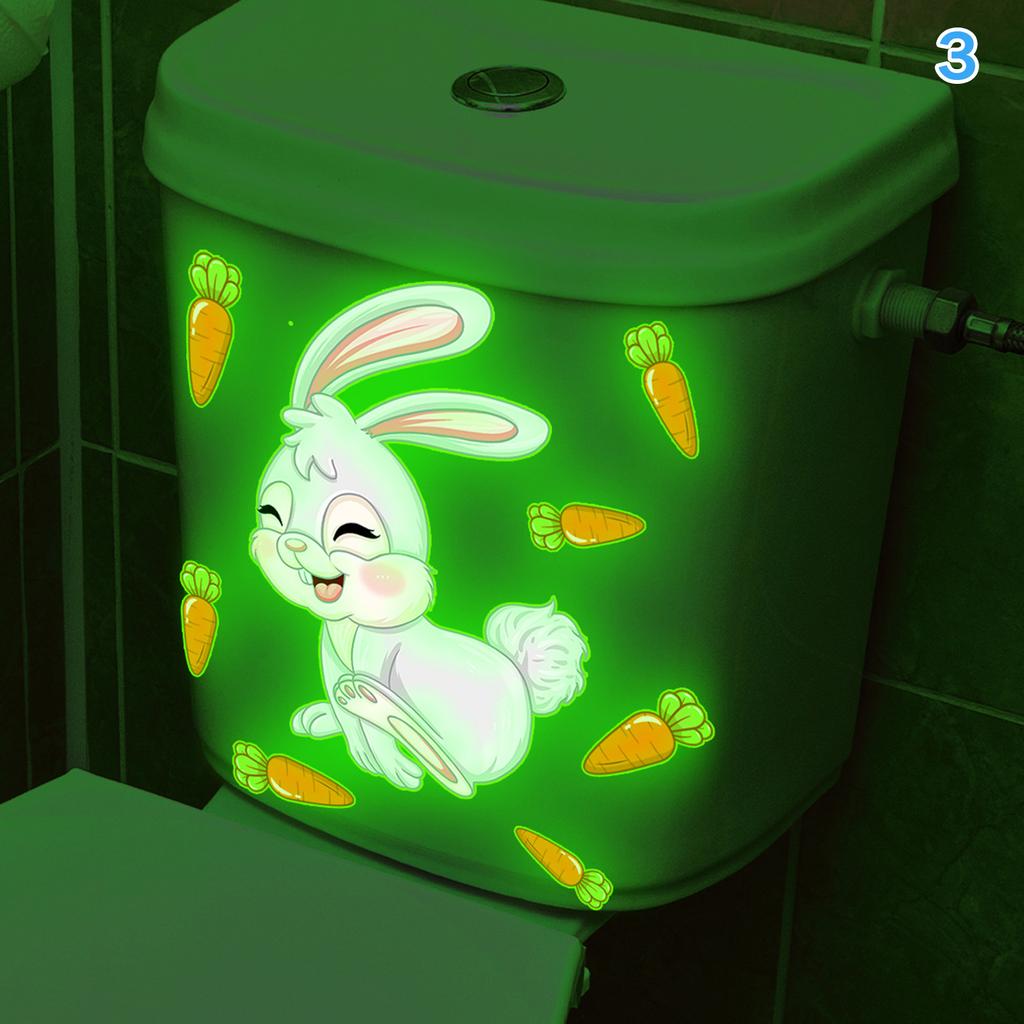 Светящийся Дельфин Панда Кролик Животное Цветок Наклейка на Туалет Самоклеящаяся ПВХ Ванная Комната Домашний Декор Зеленая Мечта Веселый Рисунок