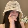 Japanese Solid Color Knitted Hollow Fisherman'S Hat Children Spring And Summer Breathable Sunshade Sunscreen Hat Basin Hat