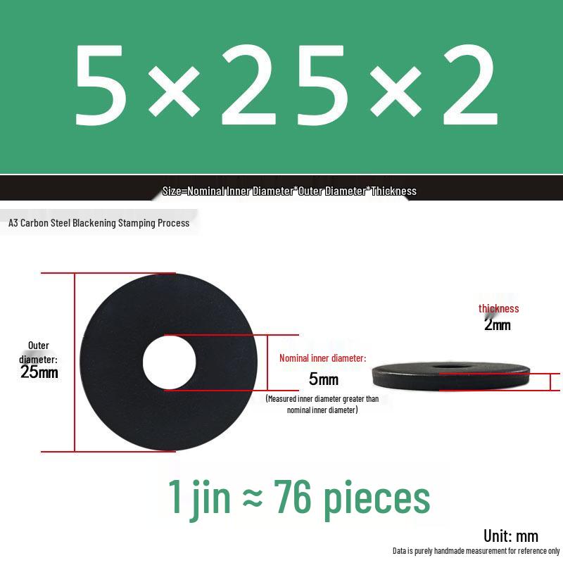 Black Oversized Thickened Round Metal Flat Washer Spacer for Home Use