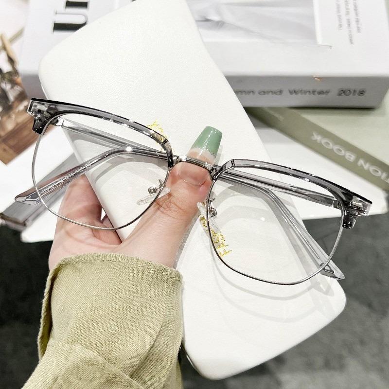 Anti-radiation Glasses Brain Glasses Classic Eyebrow Frame Retro Glasses Men Women Anti-Blue Light Flat Glasses