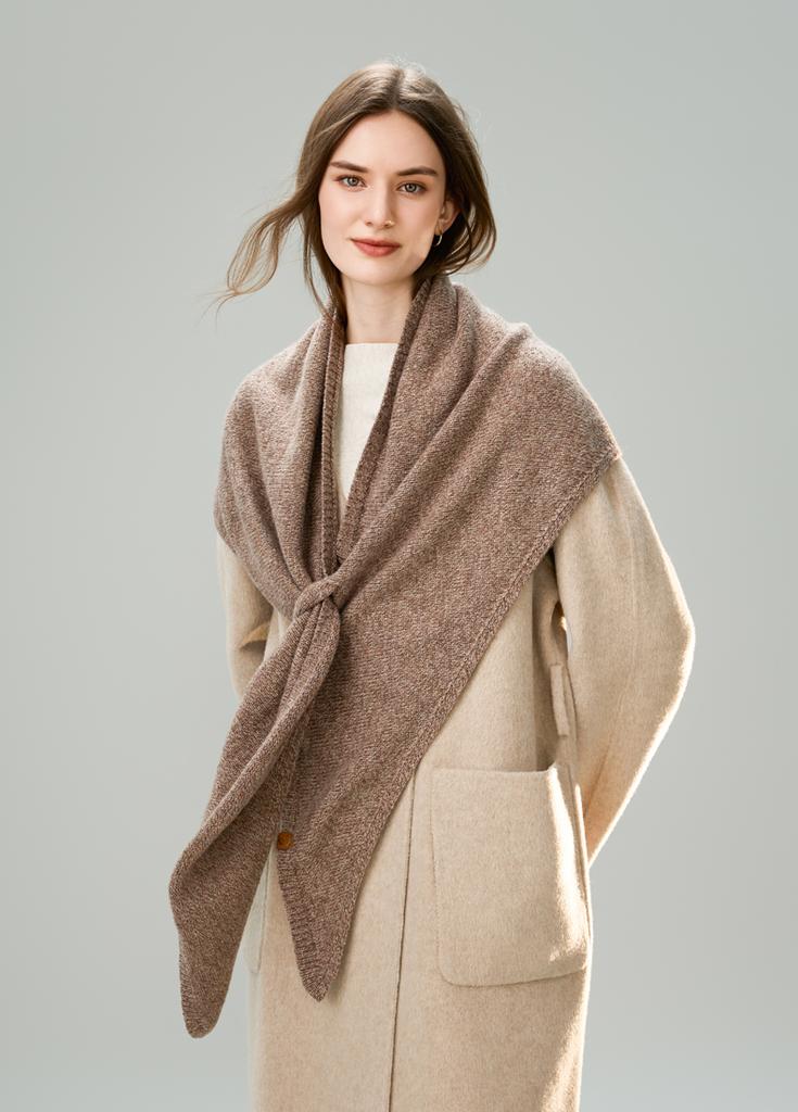 ELLE Wool Knitted Triangular Scarf Shawl