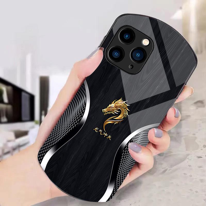 Стеклянный чехол Blue Dragon для iPhone XR с текстурой дерева для Apple 15 Pro, 14 Max, 13 и 11.