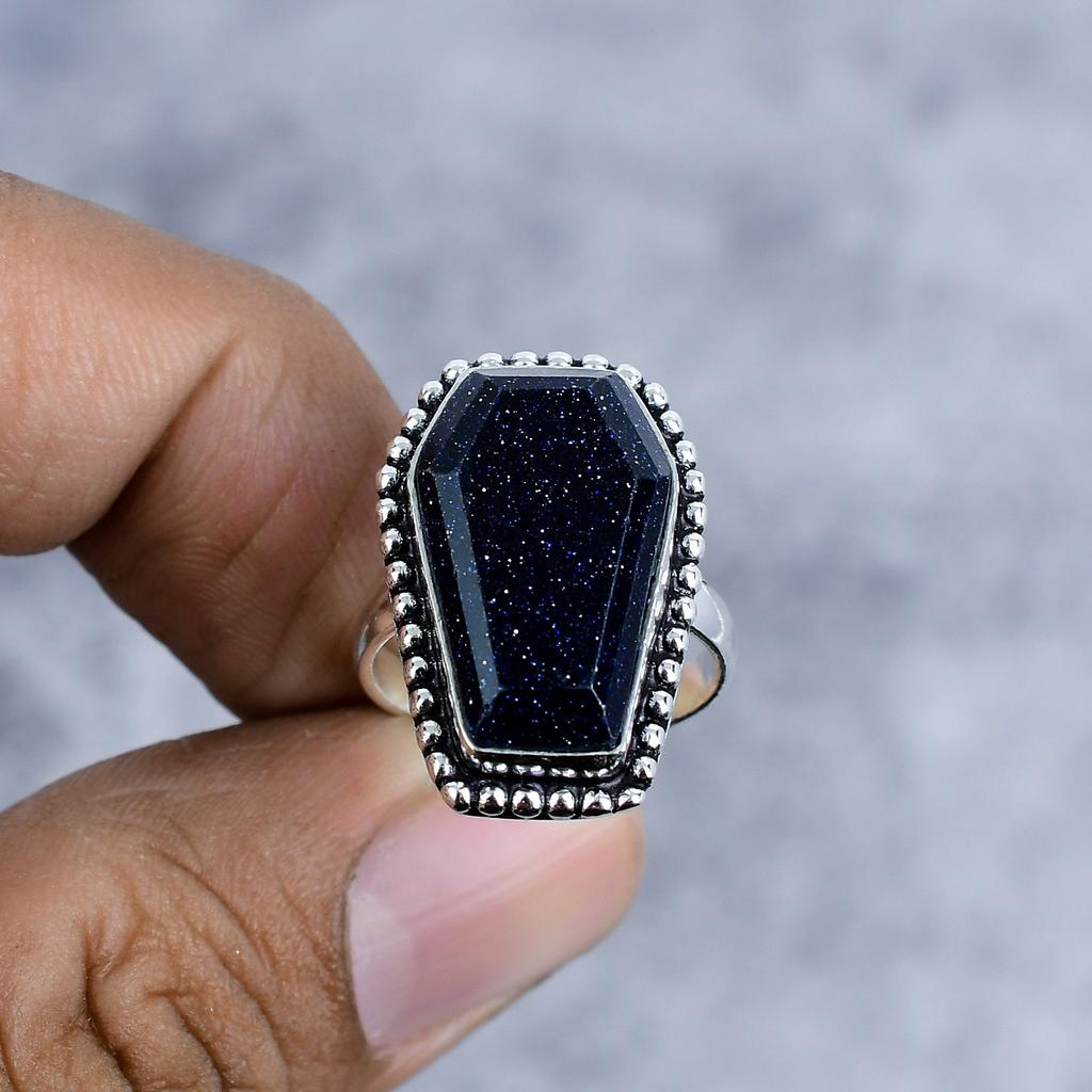 Purple Sunstone Gemstone Handmade 925 Sterling Silver Jewelry Ring Size 7 M-2577