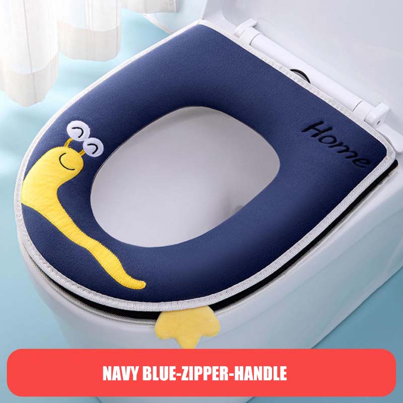 Washable Toilet Seat Cushion Household Four Seasons Universal Waterproof Zipper Toilet Seat Cover Cute Cartoon Bathroom Toilet Seats Pads with Handle