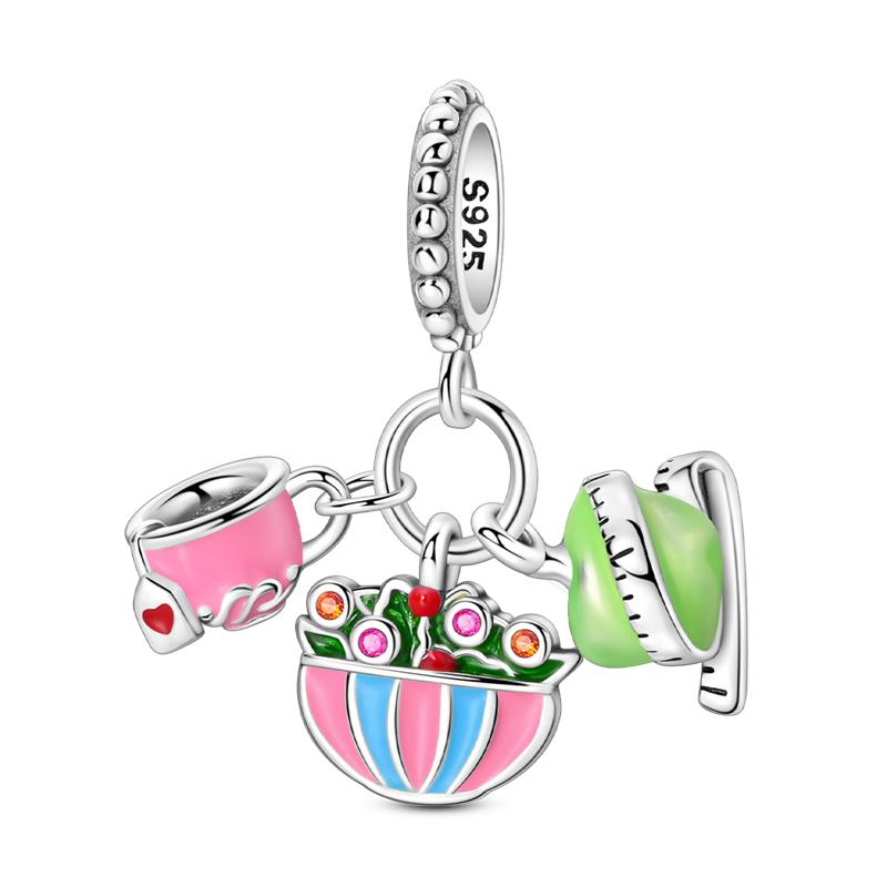 copper Colorful Charm Bead Charms Bead Sparkling Inlaid Zirconium Pendants Compatible With Authentic Accessories Bracelets Jewellery Gift