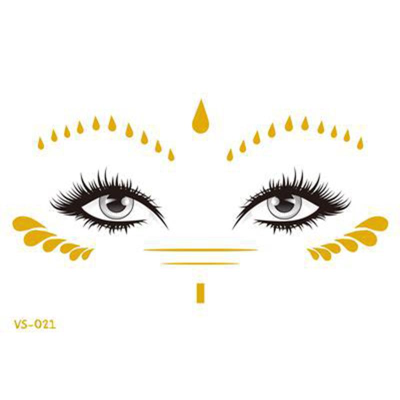 Блестящие наклейки татуировки на лице флэш-золотые временные металлические татуировки водостойкий макияж наклейки для девочек вечеринка музыкальный фестиваль