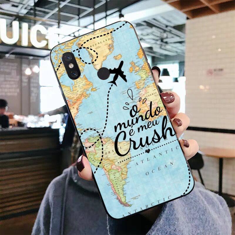 Popular World Map Travel Phone Case for Xiaomi mi 5 6 8 9 10 lite pro SE Mix 2s 3 F1 Max2 3