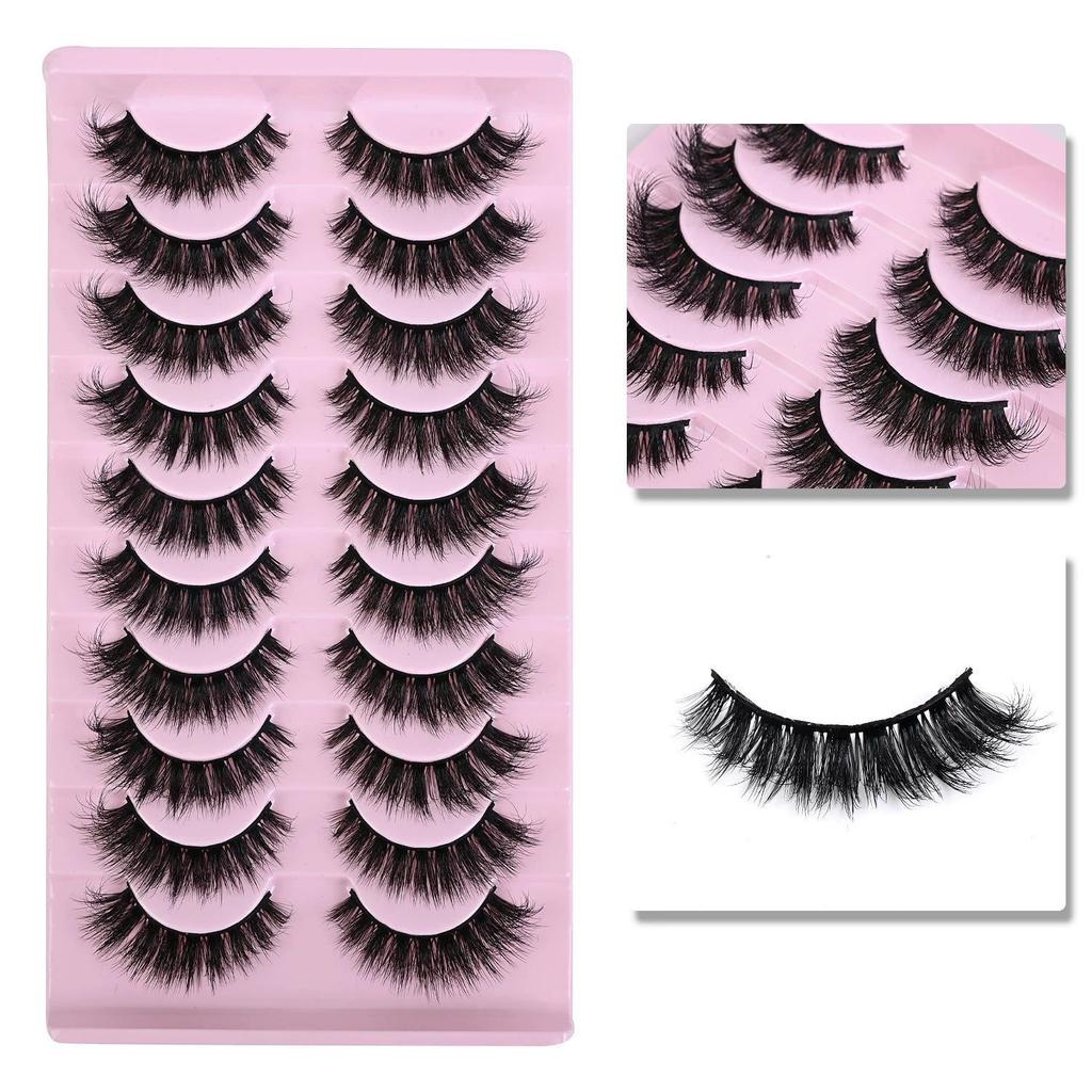 10 Pairs Of Natural Thick Fox Eyes False Eyelashes Fluffy Pointed Tail Slender Fluffy Eyelashes Flatness