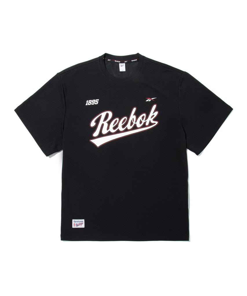 Reebok Летняя футболка-джерси с надписью - Черная