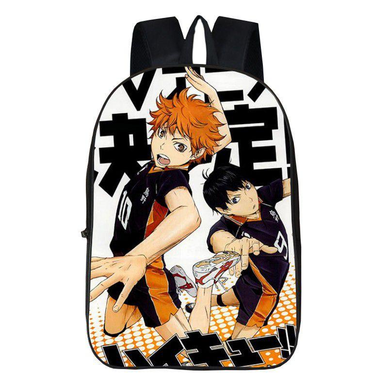Fashionable Karasuno High School Backpack With Anime Haikyuu Print And Easy-clean Fabric