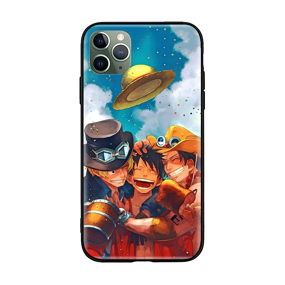 W-31 One Piece Luffy Soft Black Case for iPhone 11 12 13 14 15 6 7 8 X XS Pro Max XR Samsung S21 S22 S23 S24 FE Ultra S8 Plus