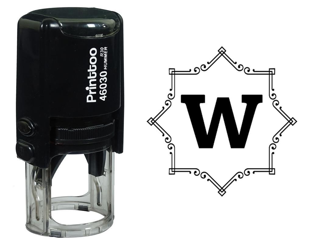Printtoo Octagon Celtic Swirl Frame Alphabet W Monogram Self Inking Rubber Stamp Office
