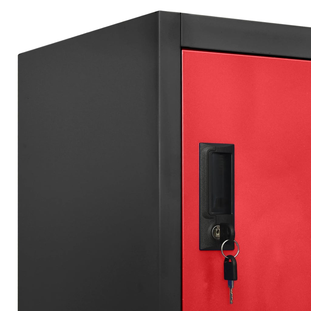 Locker Cabinet Anthracite and Red 90 x 45 x 180 cm Steel