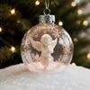Snow Sphere Hanging Ornament Christmas Snow Scene Angel Ornament Clear Xmas Ball Decoration for Christmas Tree Home Winter Holiday Party