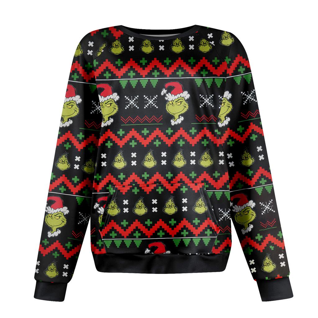 Женская толстовка с длинным рукавом, повседневная, с круглым вырезом, симпатичная, с принтом, легкая толстовка с карманом