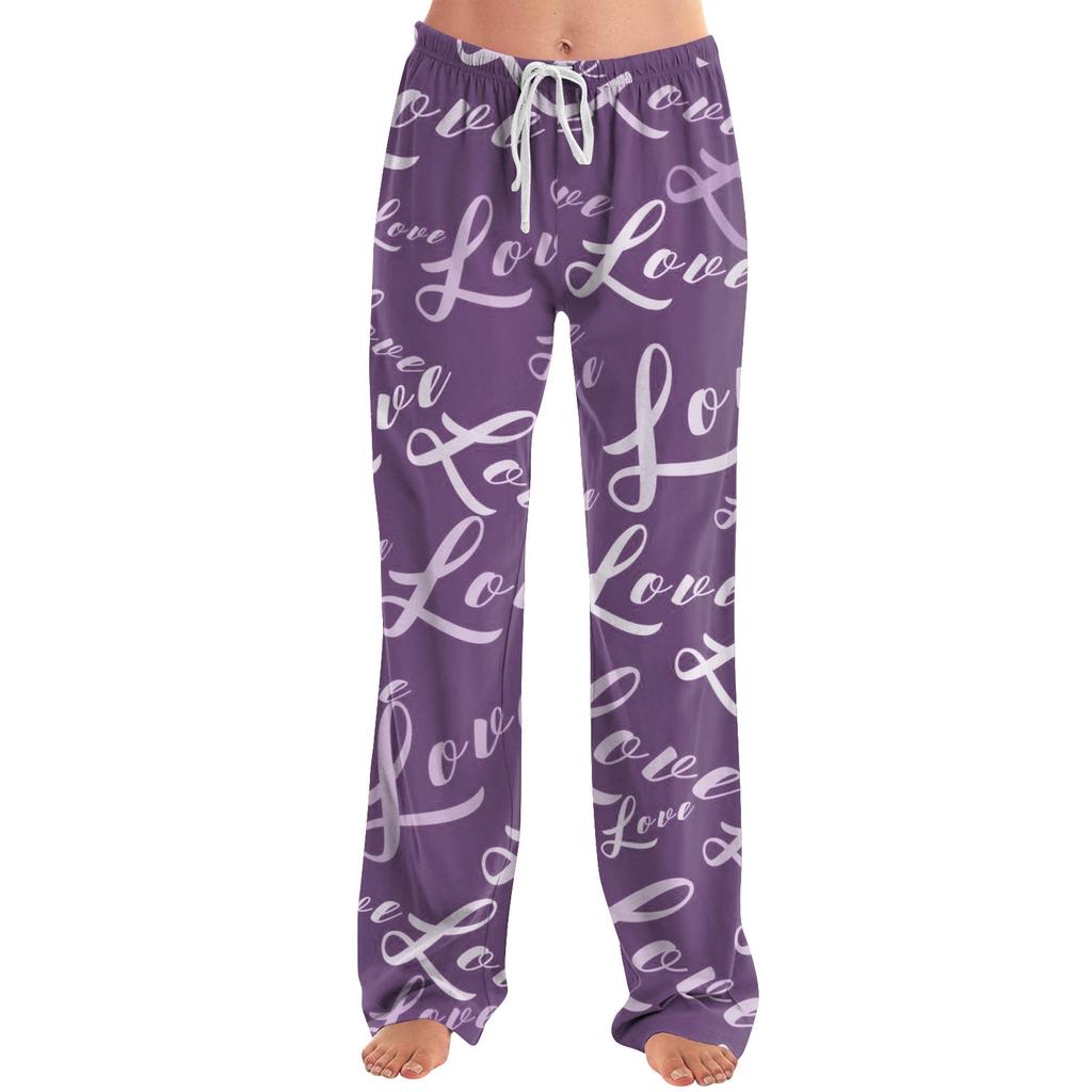 Женские пижамные штаны, одежда для сна, повседневные брюки с эластичной резинкой на талии, удобные прямые свободные брюки для йоги