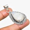 Rainbow Moonstone Gemstone Handmade 925 Silver Plated Jewelry Pendant 1.89"