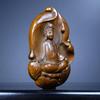 Chinese Boxwood Wood Carving Exquisite Kwan-yin Buddha Statue Ornament Art