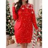 Праздничное осенне-зимнее новое повседневное платье для работы, вечеринки, больших размеров, с принтом рождественских элементов