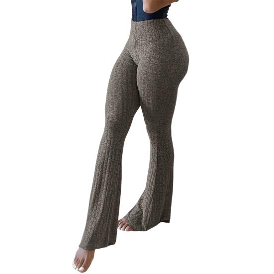 Женские штаны для йоги с высокой талией, расклешенные широкие леггинсы, однотонные спортивные штаны с эластичным поясом, повседневная одежда