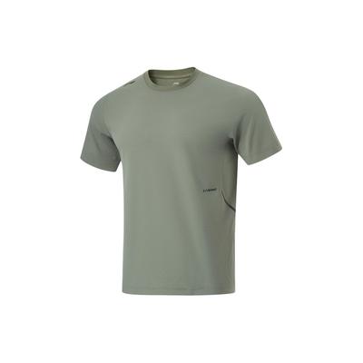 Li Ning Cooling Tea T быстросохнущий прохладный спортивный повседневный топ однотонный круглый вырез трикотажный короткий рукав футболка мужские топы Luo-Yan-зеленый ATSU633-7