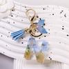 Blue Tassel Initials Fishtail Pendant Letters A To Z 26 Letter Keychain  Jewelry Gift