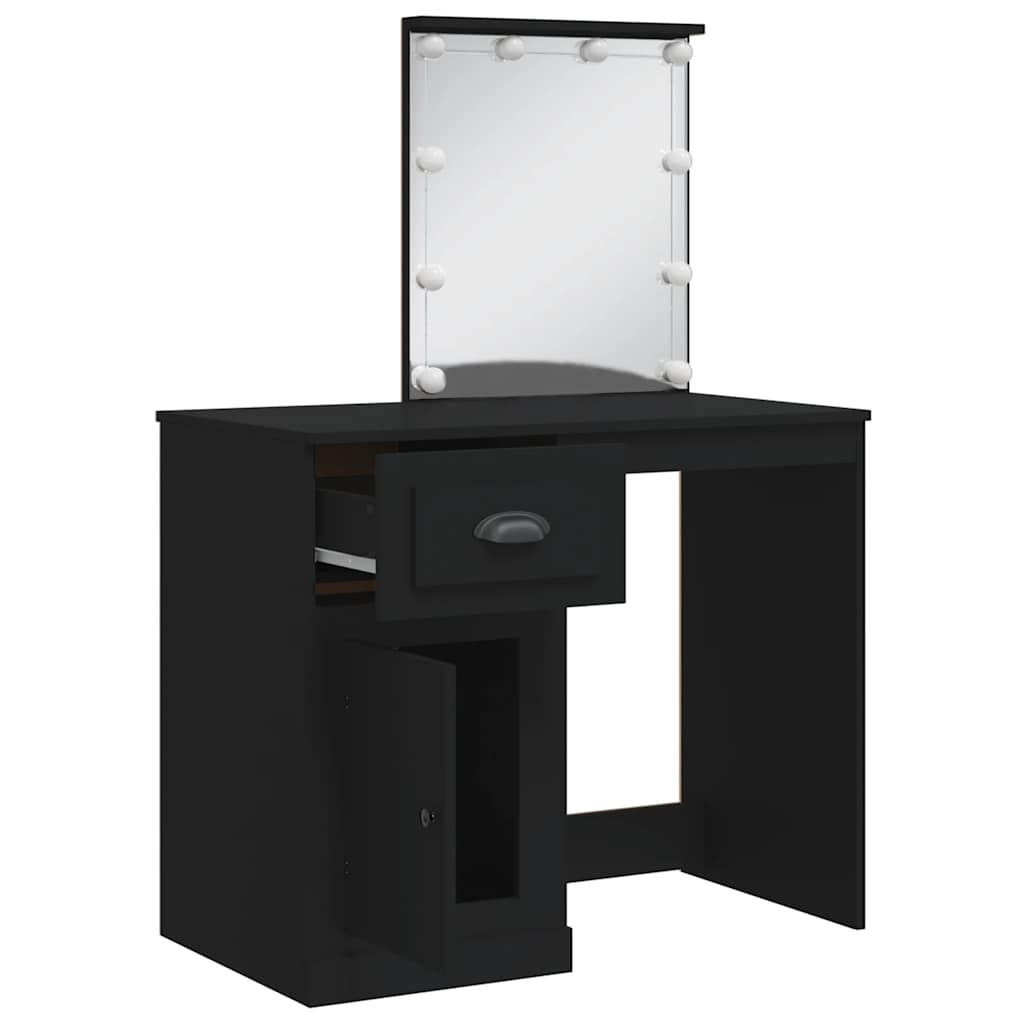 Makeup Table with LED Lights Black 90 x 42 x 132.5 cm