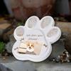 Paw Print Memorial Stone for Pets with Photo Frame 5.9x5.9x0.6inch Sympathy Gift