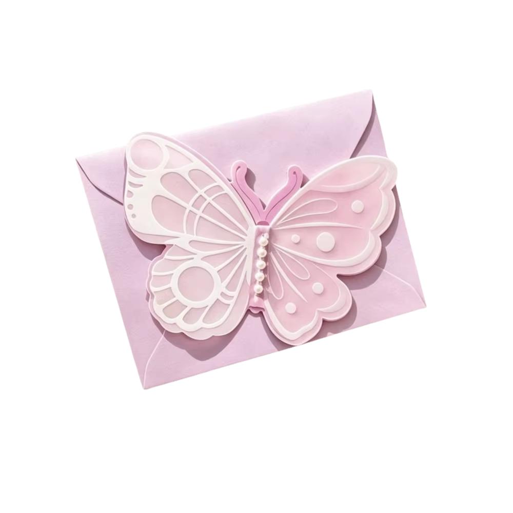 Sweet Design Butterfly Greeting Card Pearl Accessories Valentine's Day Card Party Invitation