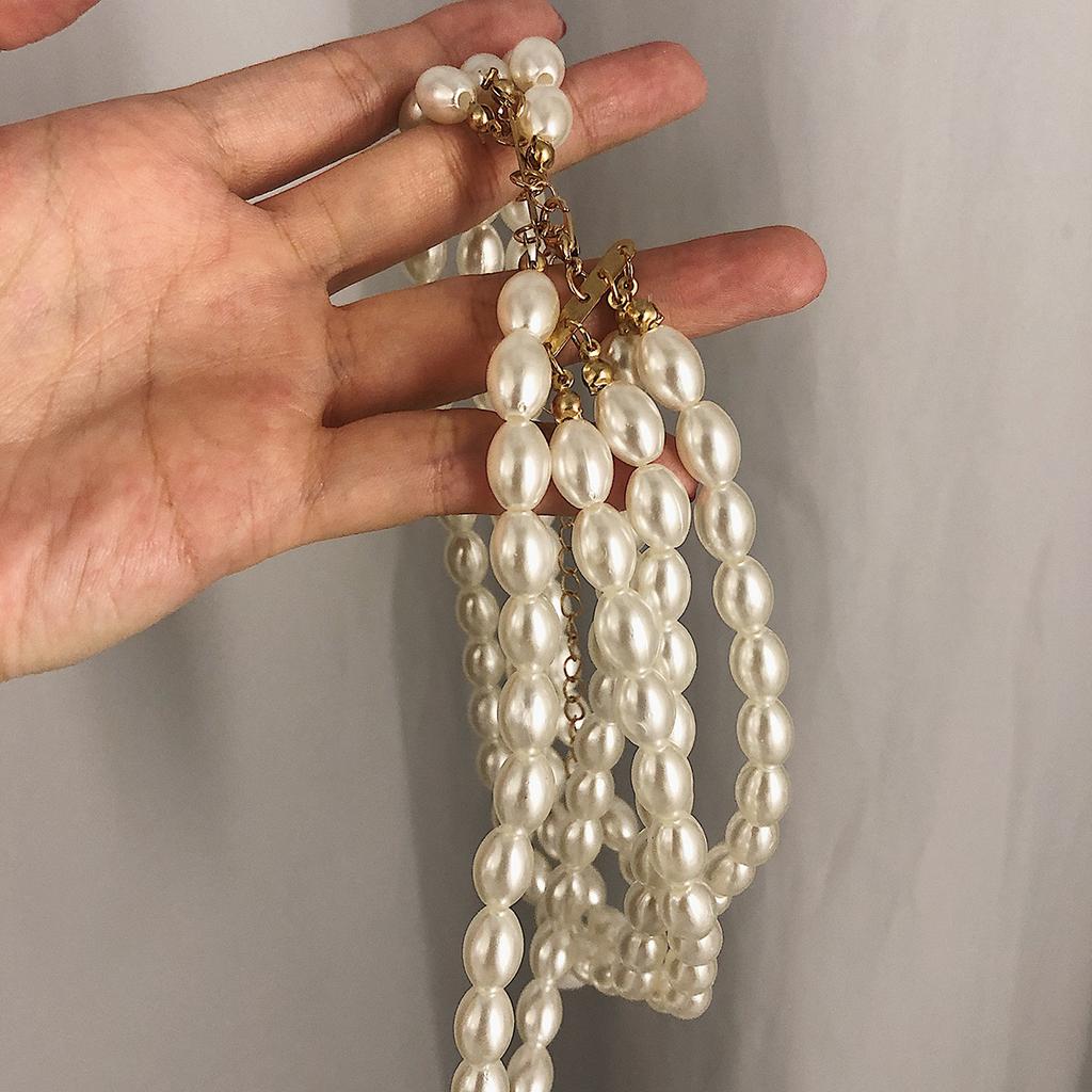 Gorgeous Multilayers Imitation Pearl Choker Necklaces for Women Jewelry Irregular Pearls Bead Chain Wedding Necklace