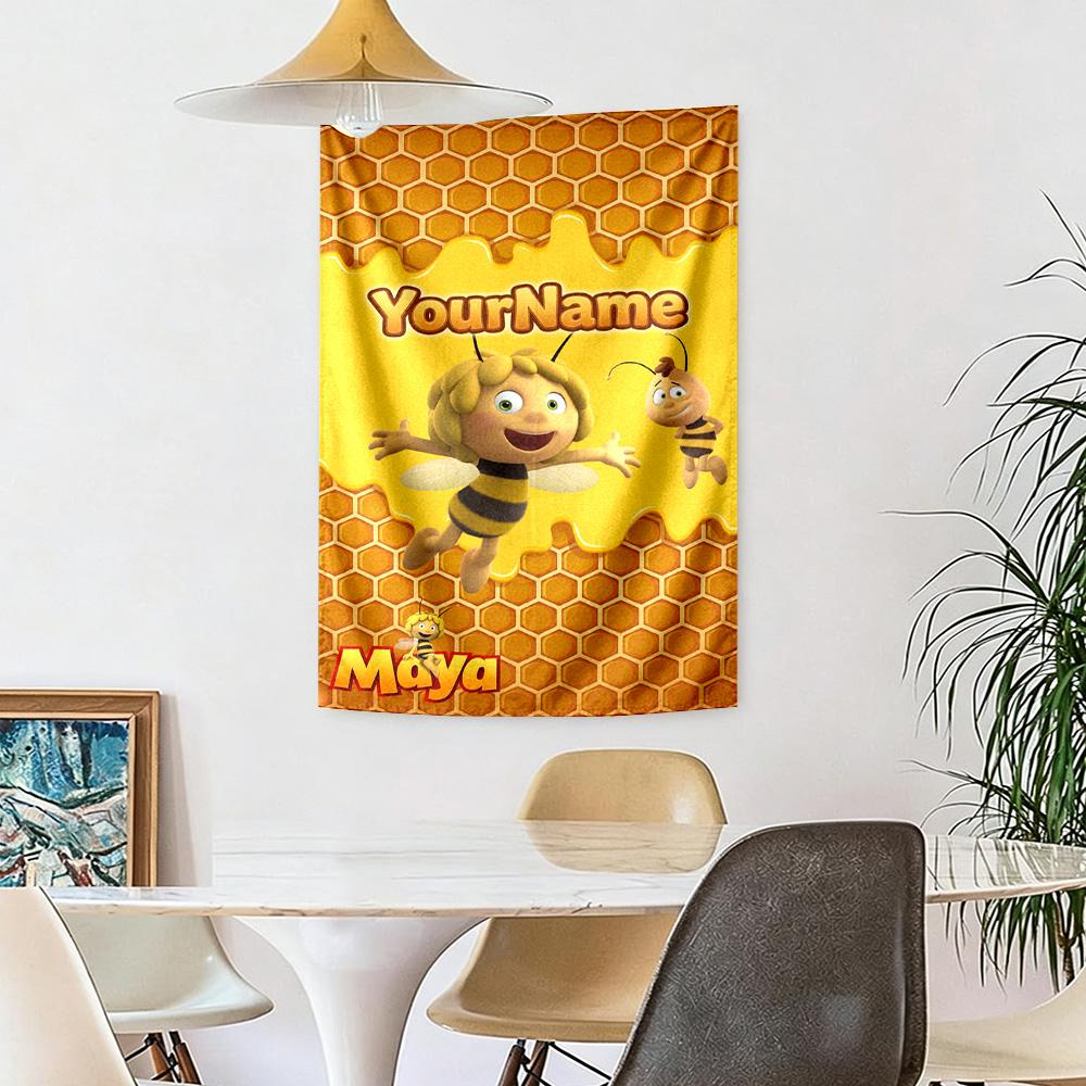 Biene Maja Custom Your Name Wall Decor Tapestry Art For Pet Memorial Birthdaywedding Party Backdrop Family Gift