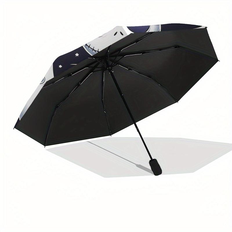 1 Auto Open Nightmare Before Christmas, Jack Skellington Themed Colorful 8 rib Portable Umbrella for Men and Women, A Compact Commuting Comp