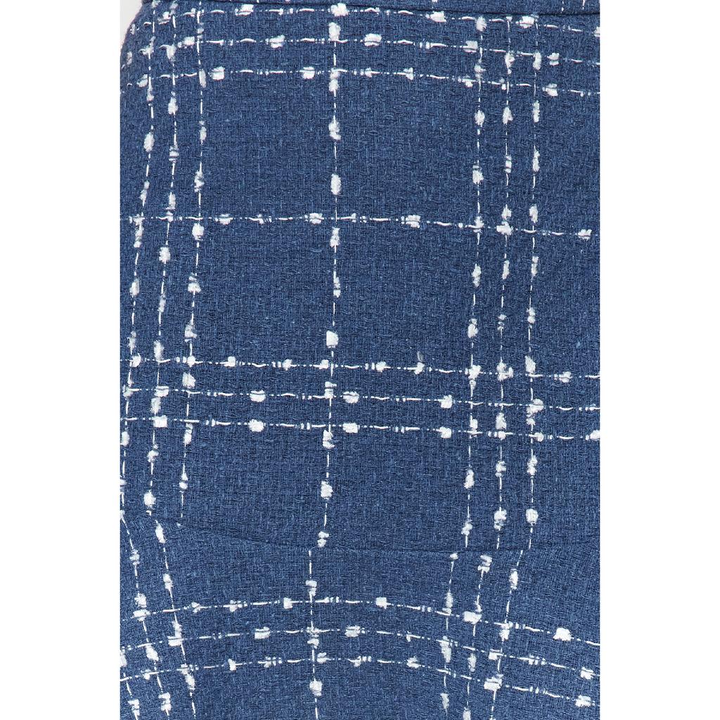 Black Flounced Tweed Fabric Mini Woven Skirt Twoaw22et0448