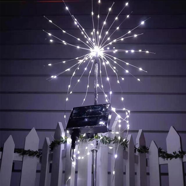 Солнечный фейерверк, светильник для фейерверка на открытом воздухе, садовая лампа Starburst, 200 светодиодов, 35 медных проводов, рождественская гирлянда для декора сада
