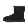 Two-Layer Cowhide Warm Round-Toe Short Snow Boots Women Boots Black 1153514-BLK