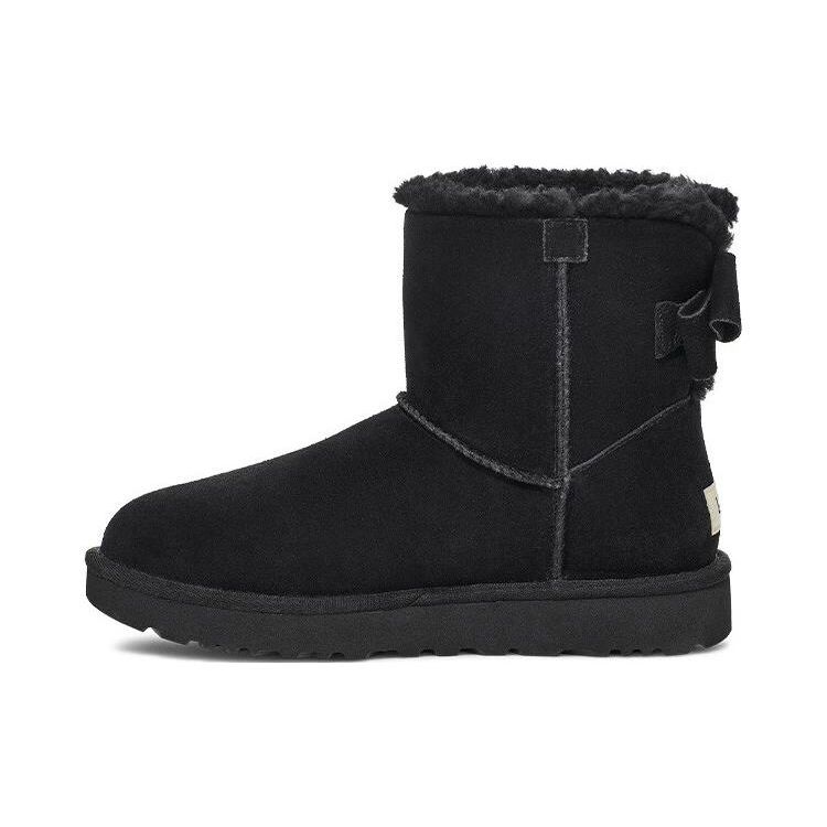 UGG Two-Layer Cowhide Warm Round-Toe Short Snow Boots Women Boots Black 1153514-BLK