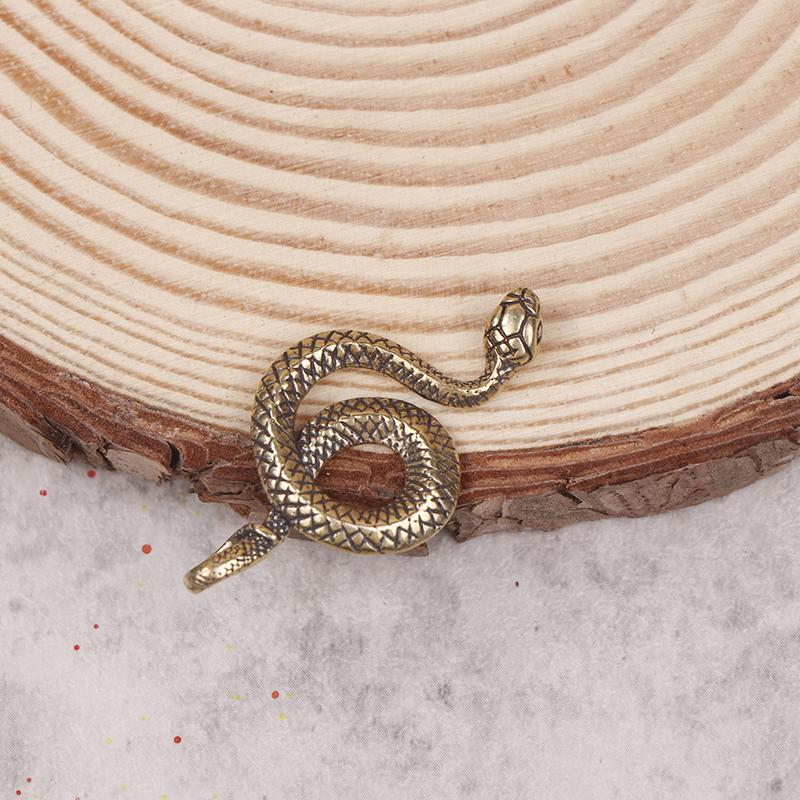 Антикварная бронзовая статуя змеи Миниатюрные фигурки Медные зодиакальные животные Украшения для стола Орнаменты Изделия из латуни