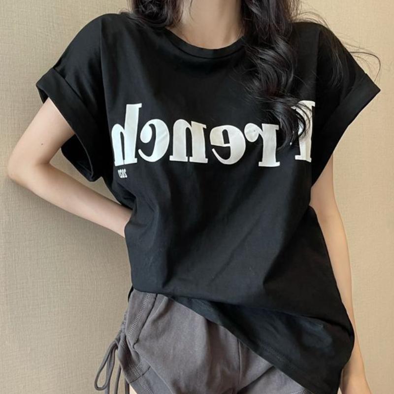 GMXIA Футболка с коротким рукавом и заниженной линией талии Sweet Cool, свободные летние женские студенческие топы