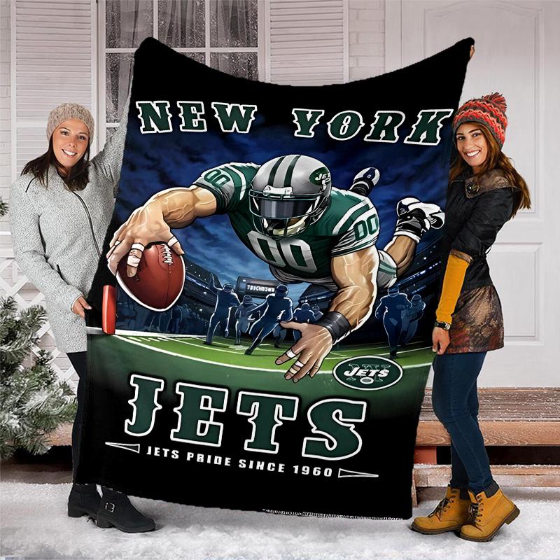 New York Jets logo printed blanket—lightweight,soft,warm;versatile blanket all seasons—perfect as &air-conditioning throw,nap blanket