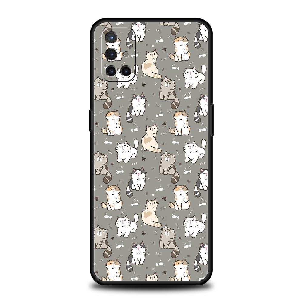 Фон с рисунком котов для OnePlus 10 Pro 9 8T 8 Nord N10 7 7T 9R, чехол для телефона 1 + Nord 2T CE 2 N100 N200 Z 5G, черный чехол