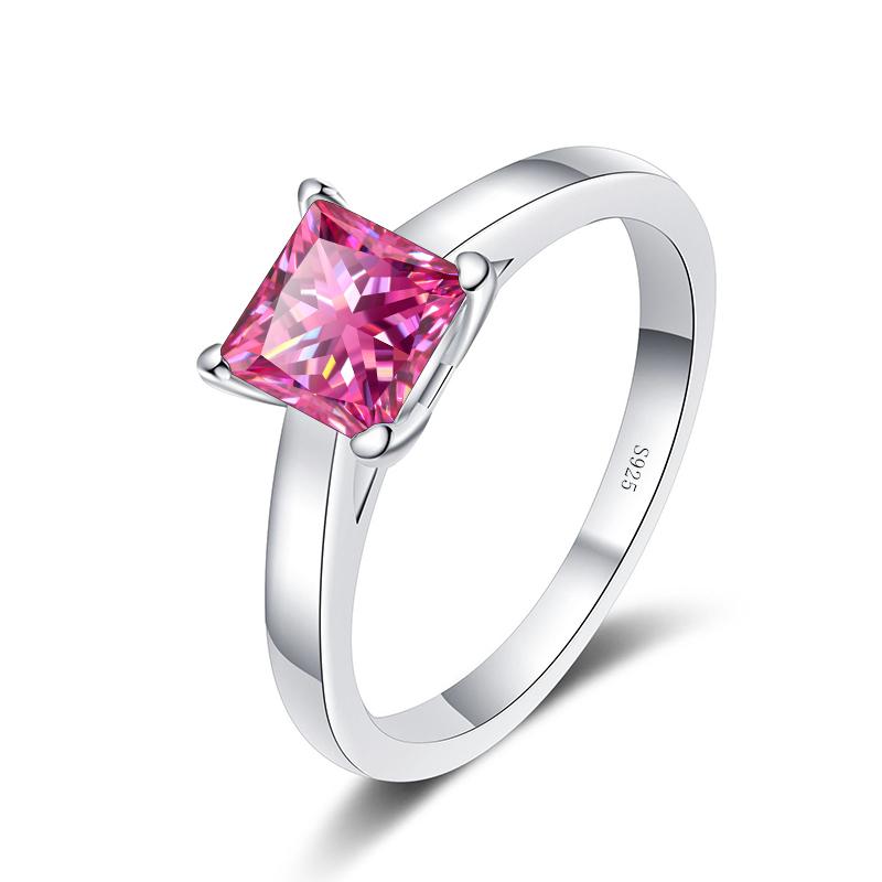 Bague Ringen Настоящие кольца принцессы с квадратным муассанитом 1 карат или 2 карата для женщин, обручальное обручальное кольцо со сверкающими бриллиантами S925, серебро GRA