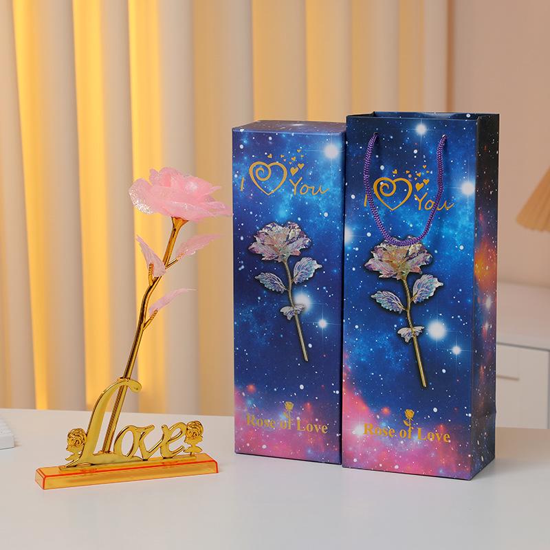 Роза из 24-каратной золотой фольги Светящийся букет: Сохраненные искусственные цветы на День святого Валентина, День матери и дни рождения