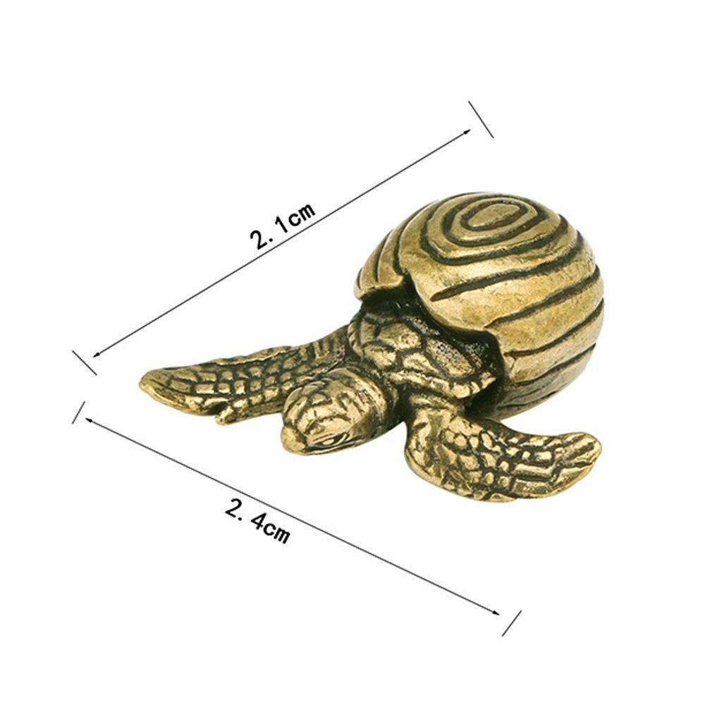 Retro Style Brass Turtle Figurines Cute Copper Little Turtle Statue Exquisite Handmade Miniatures Turtle Ornament Table Ornament