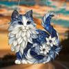 Sun Catcher Blue White Cat Decorative Light Hanging Decoration Cat Wall Art Charm Indoor Outdoor Garden Decor