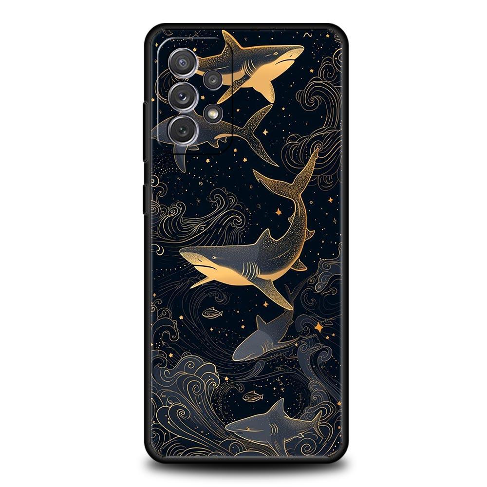 Чехол для телефона с узором «Акулы на море» для Samsung Galaxy A55 A35 A15 A14 A13 A25 A54 A51 A71 A72 A73 A32 A52 A41 5G Мягкий корпус из ТПУ