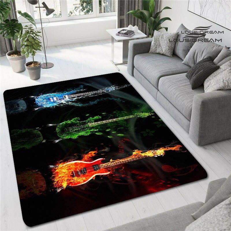 Красочные гитарные 3D печатные ковры для гостиной, нескользящие коврики, прикроватная тумбочка для спальни, современное украшение для дома, моющиеся напольные коврики