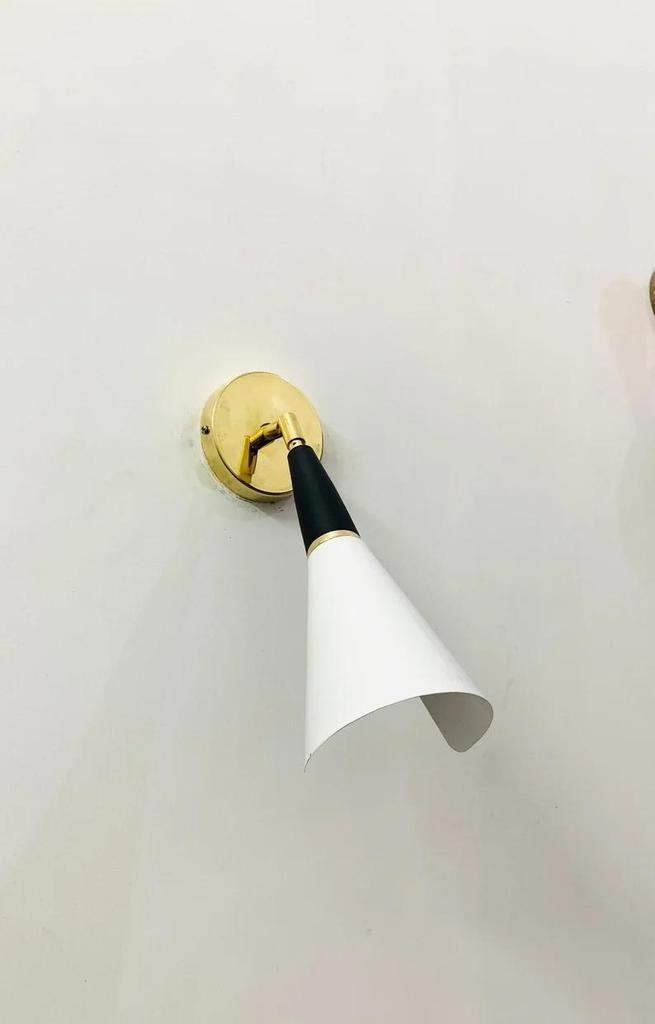 Custom Brass Diabolo Wall Sconce: Mid Century Bedside Lamp