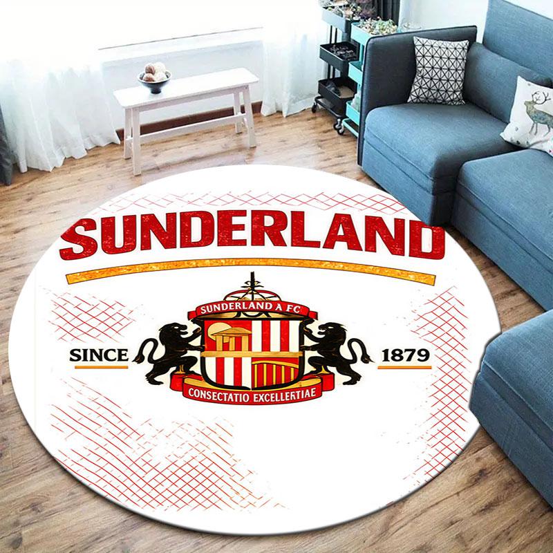 Sunderland Association Football Club Round Area Rug,Carpet Rug for Living Room Bedroom Sofa Playroom Decor,Non-slip Floor Mat